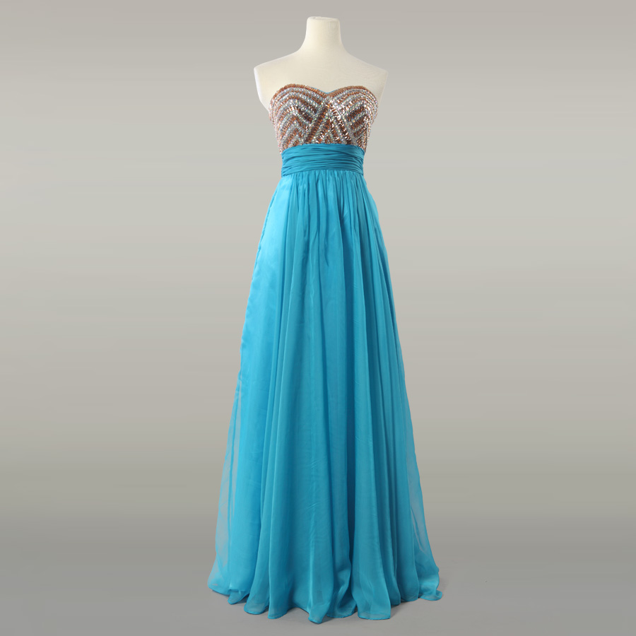 teal and gold gown