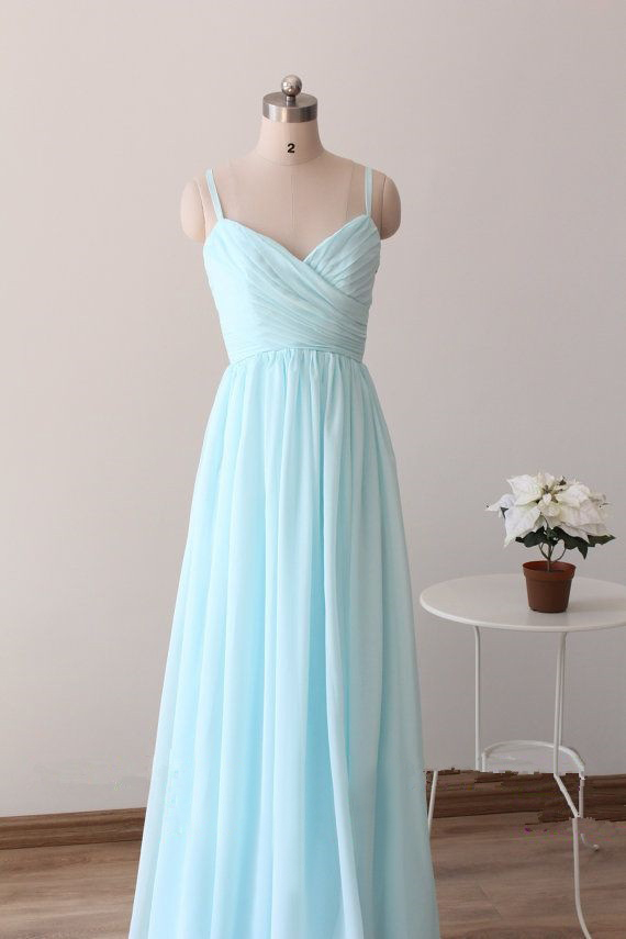 light blue chiffon bridesmaid dress